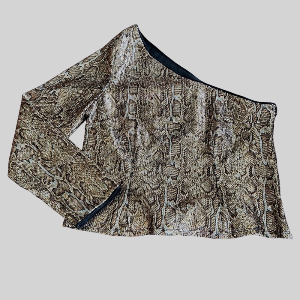 NWT ASOS | One Shoulder Long Sleeve Snake Skin Top